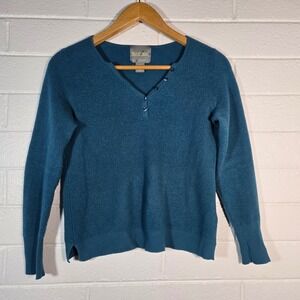 Wicked Wool Henley Sweater Medium Blue Merino Wool Pullover Base Layer Gorpcore